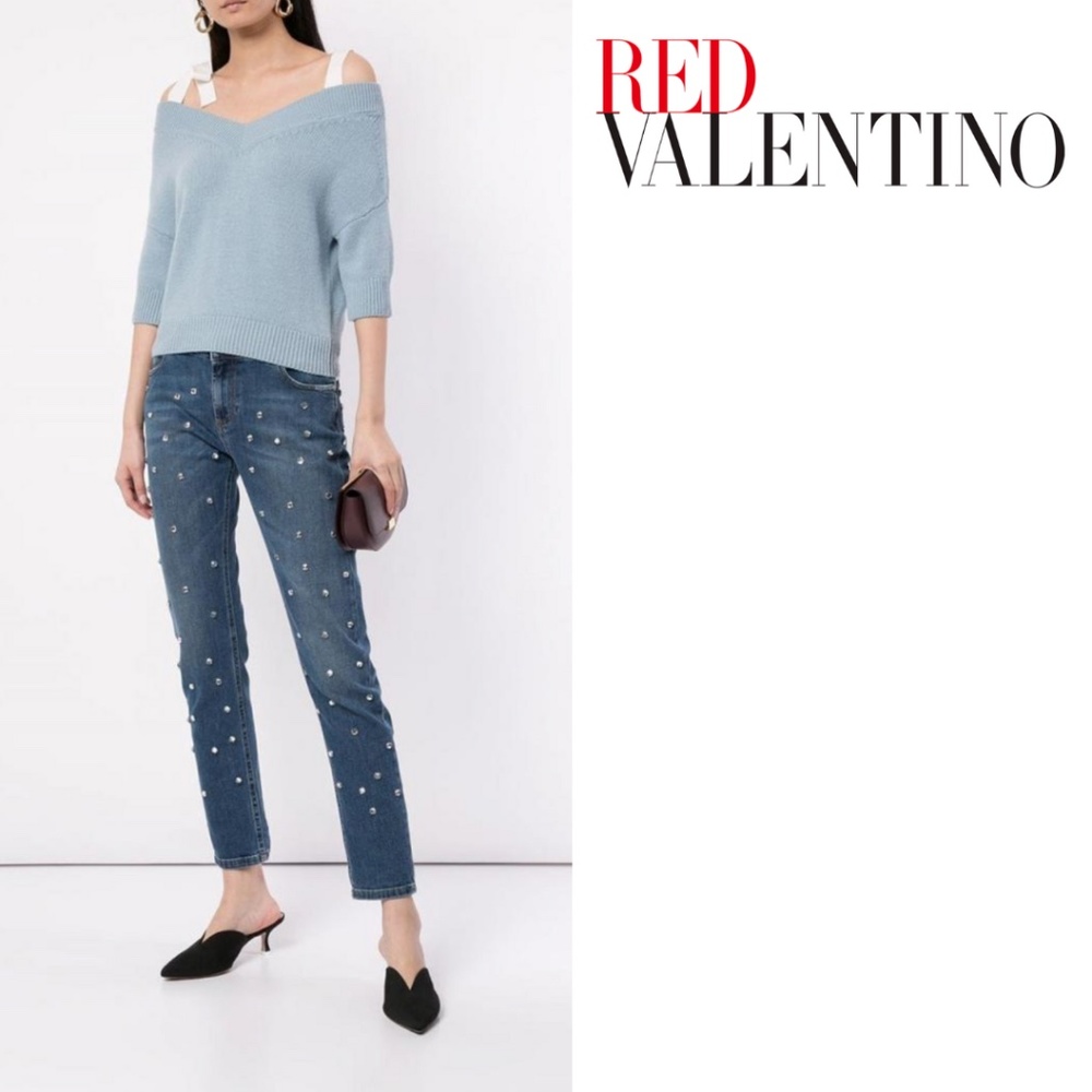 RED Valentino Rhinestone Studded Jeans